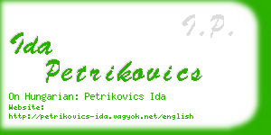 ida petrikovics business card